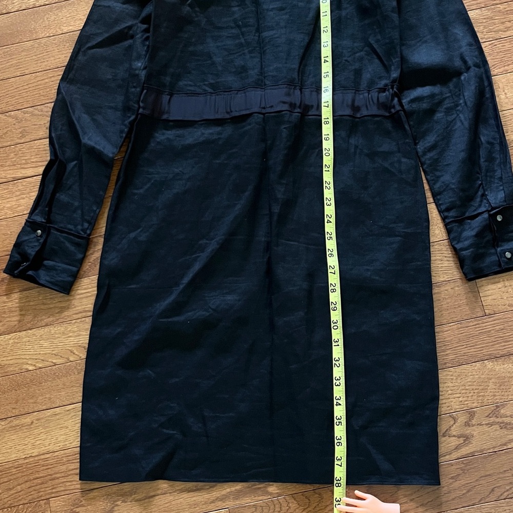 Elie Tahari Black Linen Dress Pockets Zipper Front - Picture 17 of 17